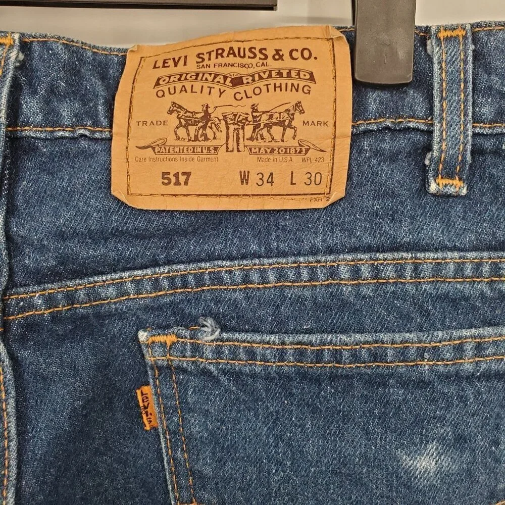 Levi's 517 High Rise Straight Leg Denim Jeans Vintage 100% Cotton 34x30 Men